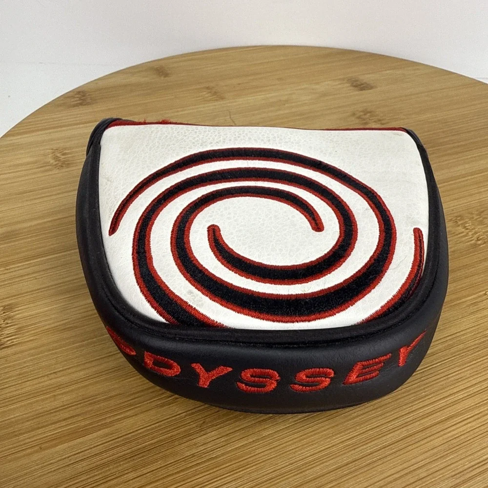 Odyssey Mallet Putter Headcover White Black Red Leather Magnetic Golf Club Cover